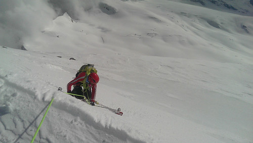 Luke climbing onto summit ridge