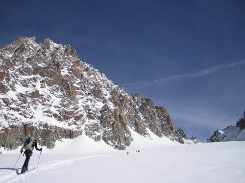 Skinning up chardonnet from Argentiere Glacier